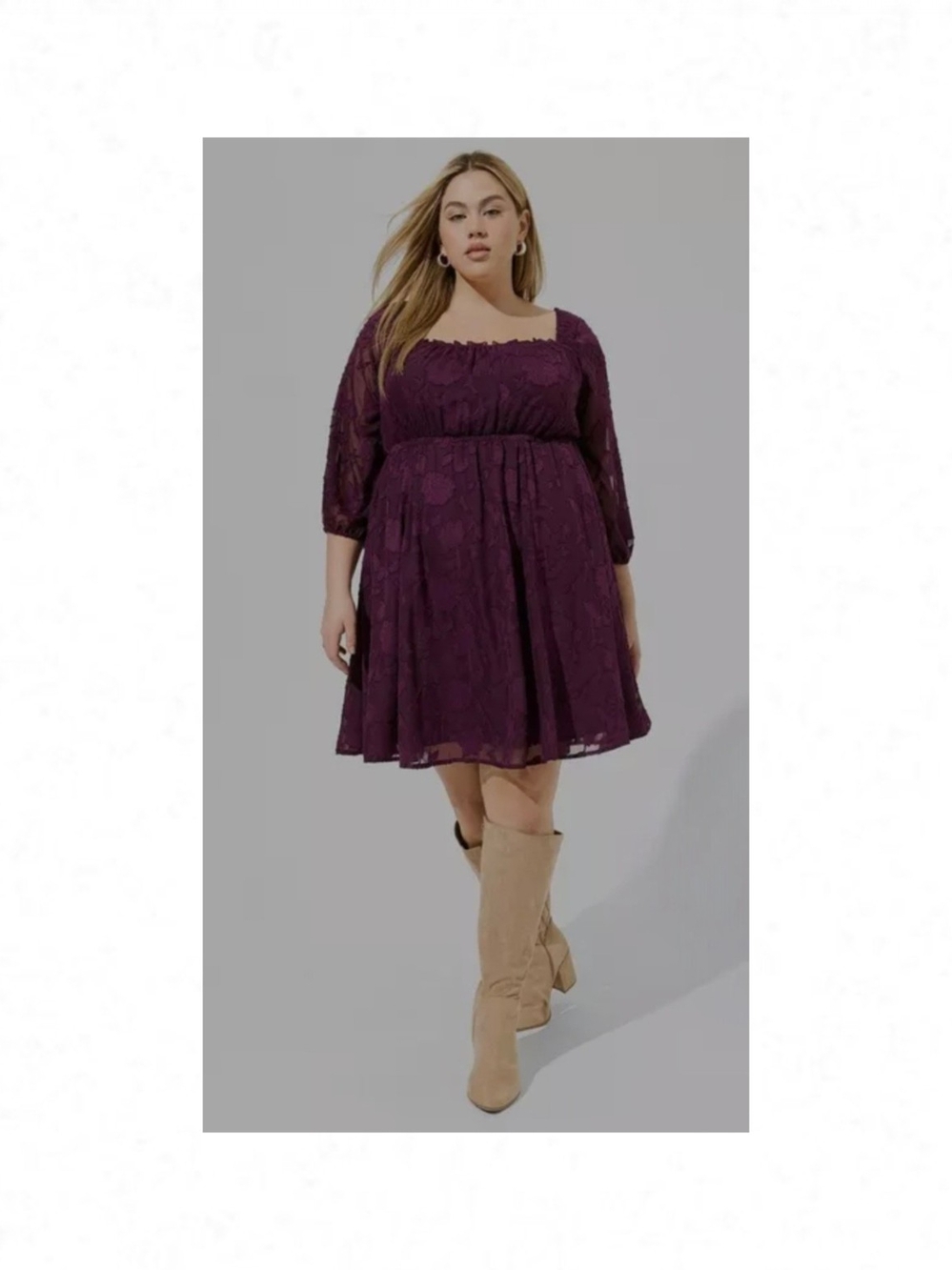 Torrid Plum Lace Square-Neck Midi Dress